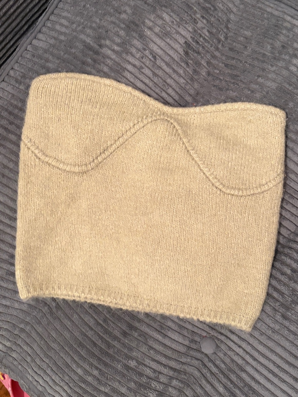 Zara Beige Off-the-Shoulder Knit Tube Sweater